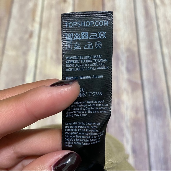 TOPSHOP Crop V neck wide Sleeve Sweater Tan Size 6 - Picture 7 of 10